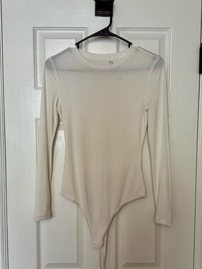 Women's Long-Sleeve White Bodysuit